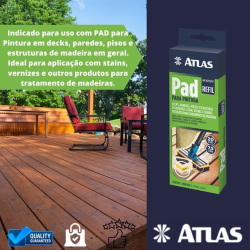 Refil Pad Pintura Deck 20x7,5cm Atlas Verniz Madeira Stain AT750/55