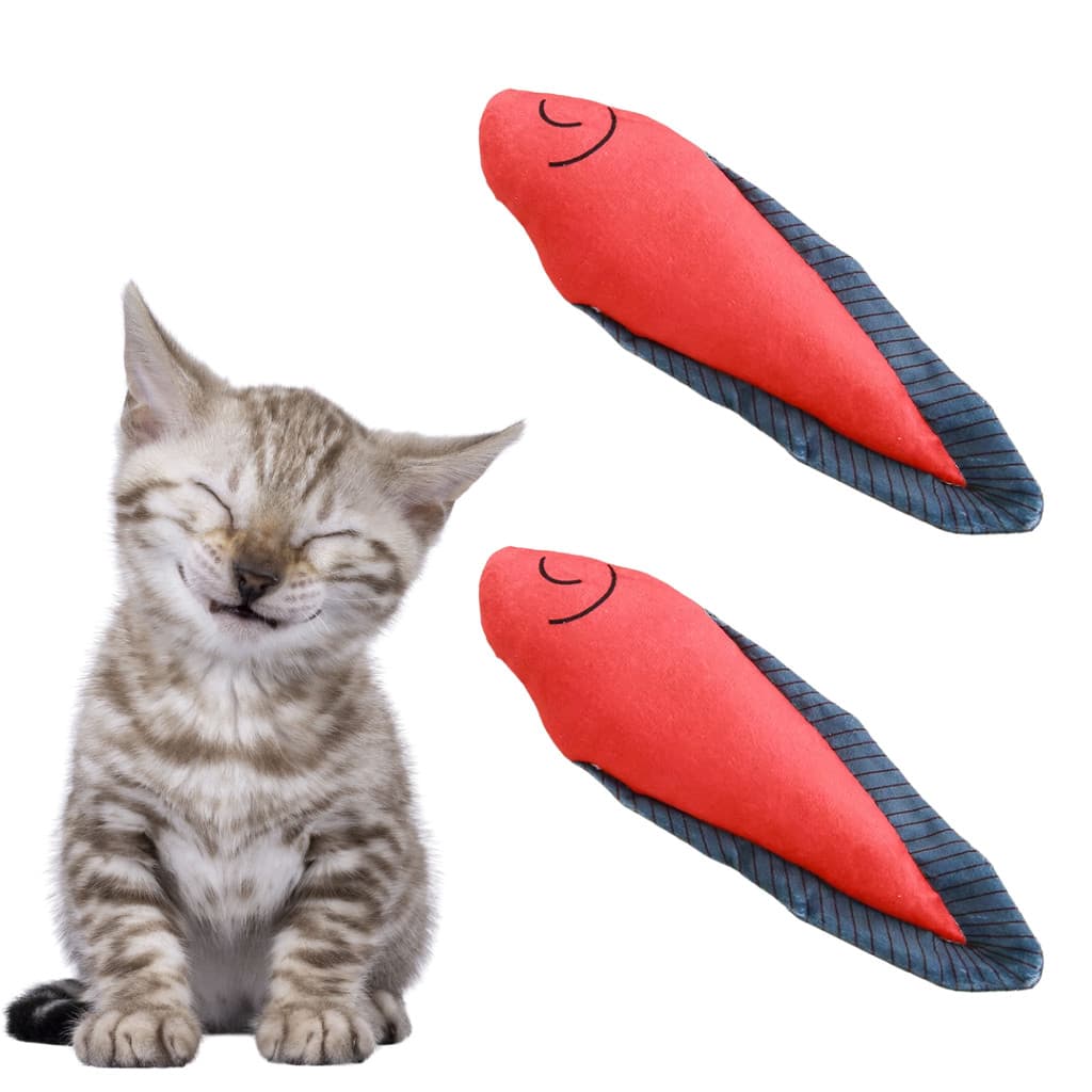 2 Brinquedo De Gato Formato Peixe Alívio Do Tédio Stress Com Sino Interativo
