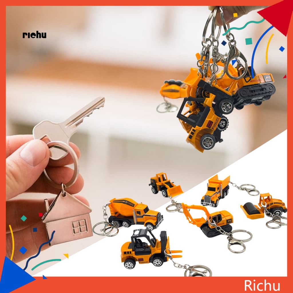 Richu * Mini Caminhão Chaveiro Série De Construção Em Escala 1 : 64 Empilhadeira Trator Escavadeira Rolo Liga Modelo Dec