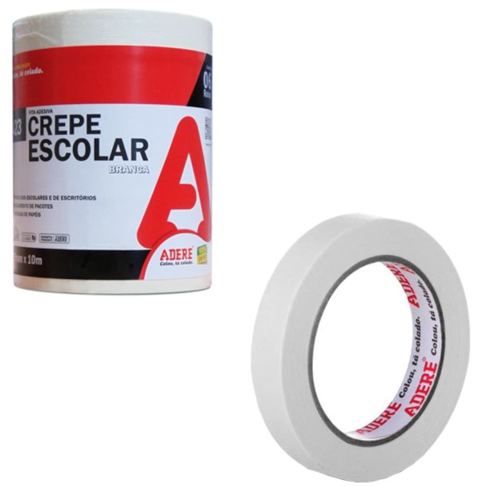 Kit 6 Fita Crepe Para Uso Escolar Geral Adere 423 19mm X 10m