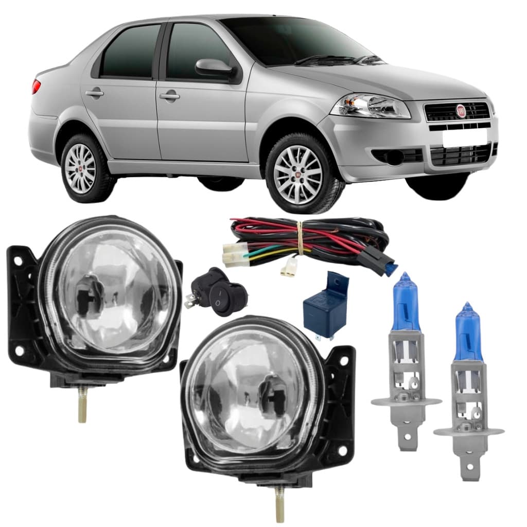 KIT FAROL MILHA FIAT SIENA 2001 A 2012 VIDRO E SUPER BRANCA
