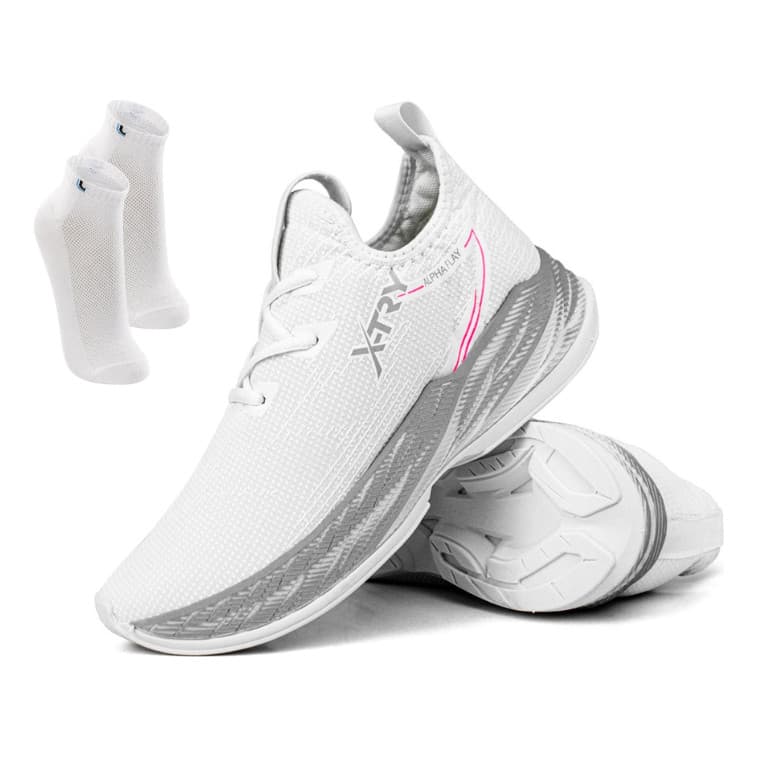 Kit Tênis Feminino Premium Corrida Casual + Meia Algodão