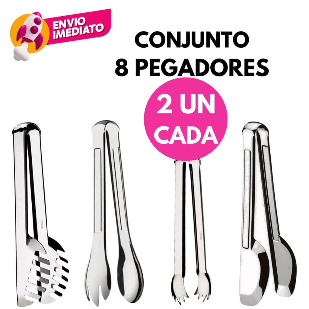 Kit 08 Un Pegador Aço Inox Salada Massa Carne Gelo Multifuncional Cozinha Restaurante