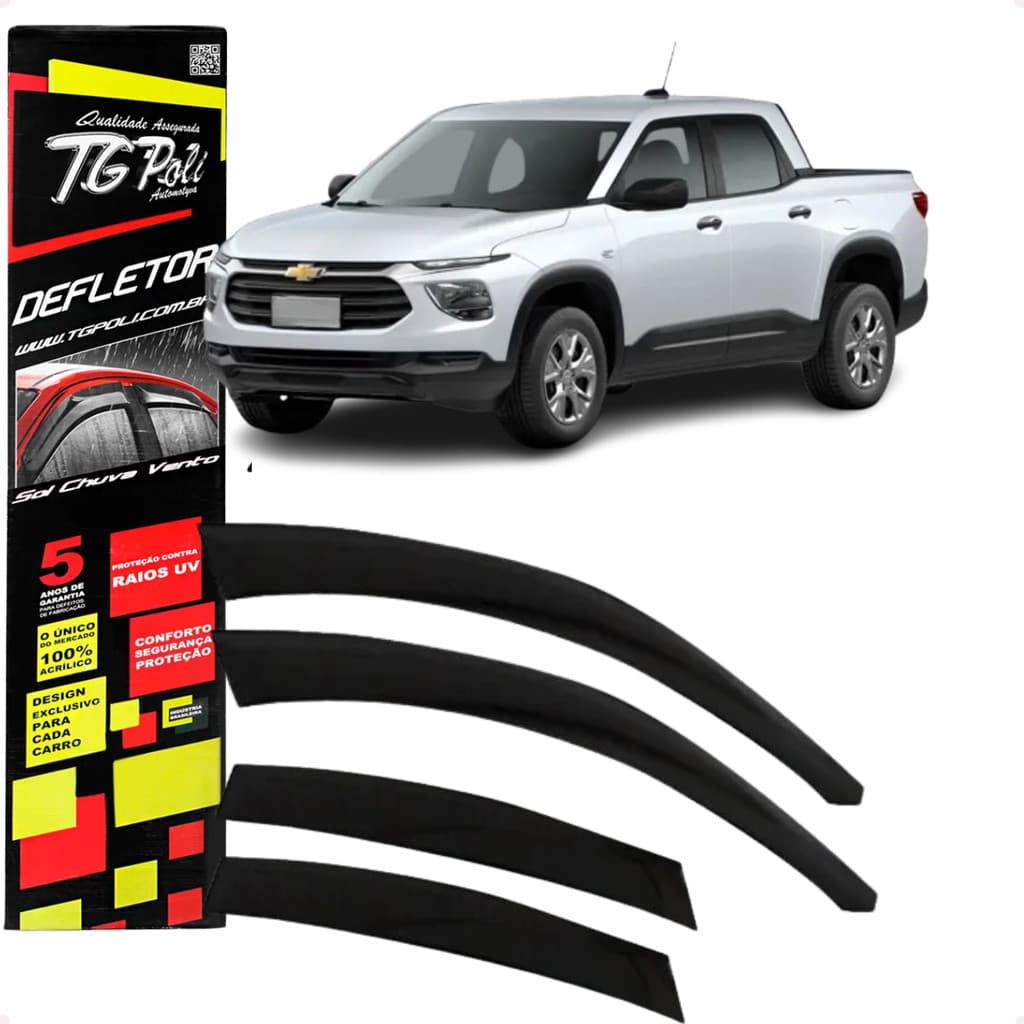 Jogo de Calhas de Chuva Defletores Original TgPoli Chevrolet GM Montana 2023 A 2025 4 Portas