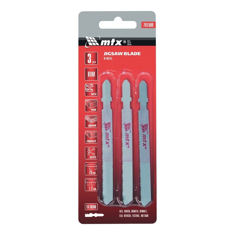 Kit com 3 Pecas Laminas de Serra Tico-Tico 75 x 1,2mm Metal/Madeira MTX