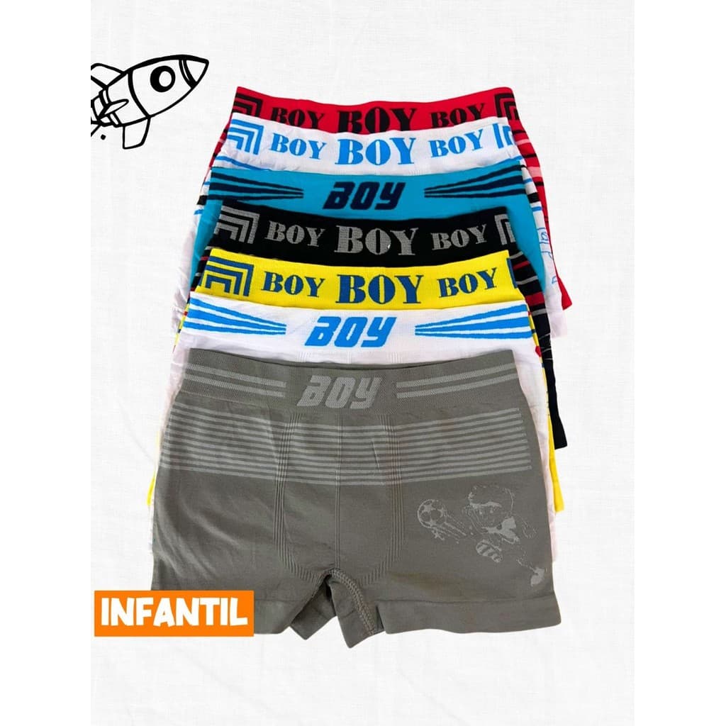 Kit com 10 , 5 e 3  Cuecas Boxer Infantil Premium Masculina Boy Confortável