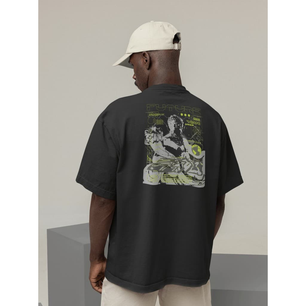 Camisa Camiseta Oversize Streetwear Masculino e Feminino 100% Algodão Treino e Dia a Dia Preto e Off Whte Estampado