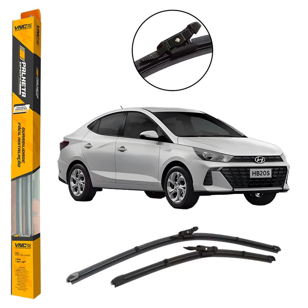 Par Palhetas Limpador de Parabrisa Dianteiro para Novo Hyundai HB20S 2020 2021 2022 2023 2024