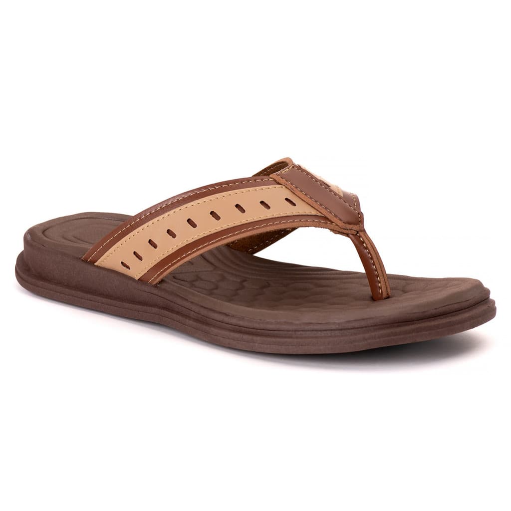 Chinelo em Couro Eco Ortopédico Macio Masculino Sandália Anti Stress