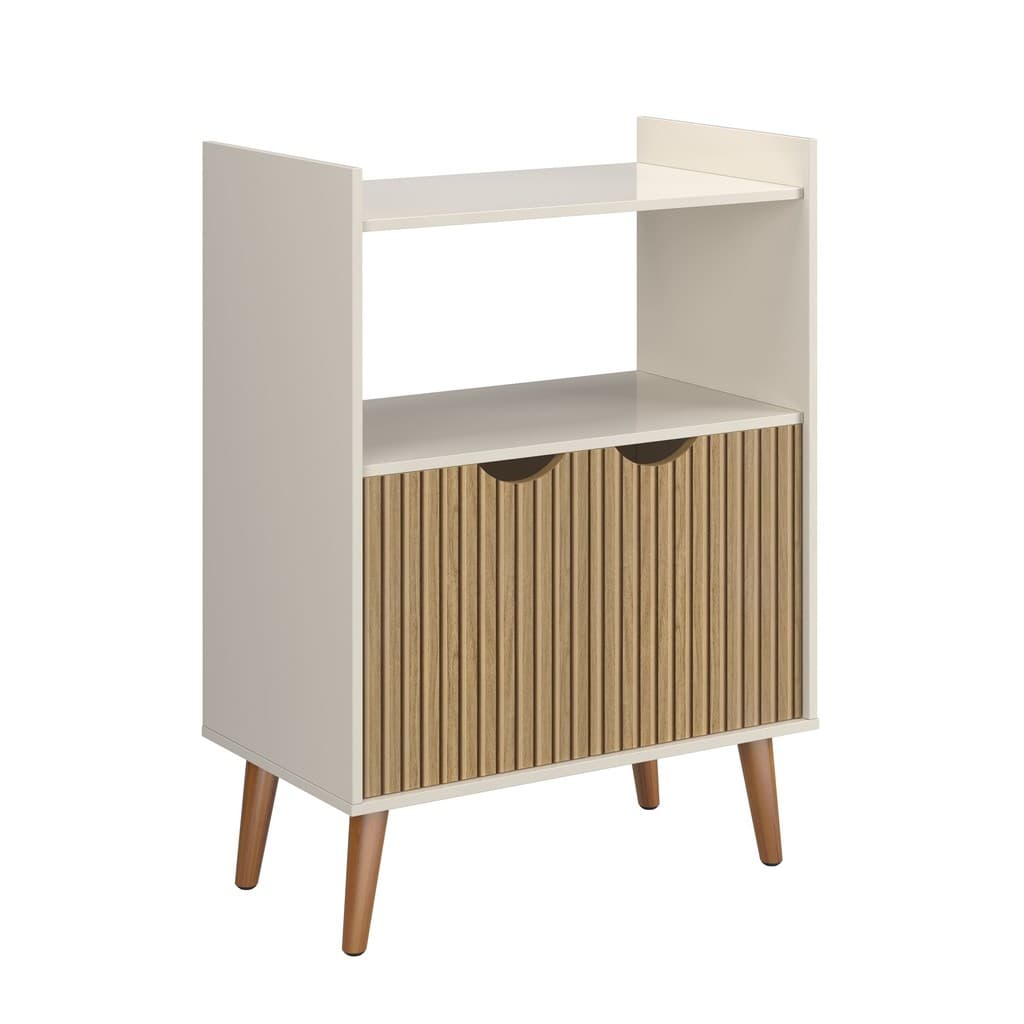 Buffet Aparador Armário Grécia 02 Portas Pés Palito - Off white/Ripado