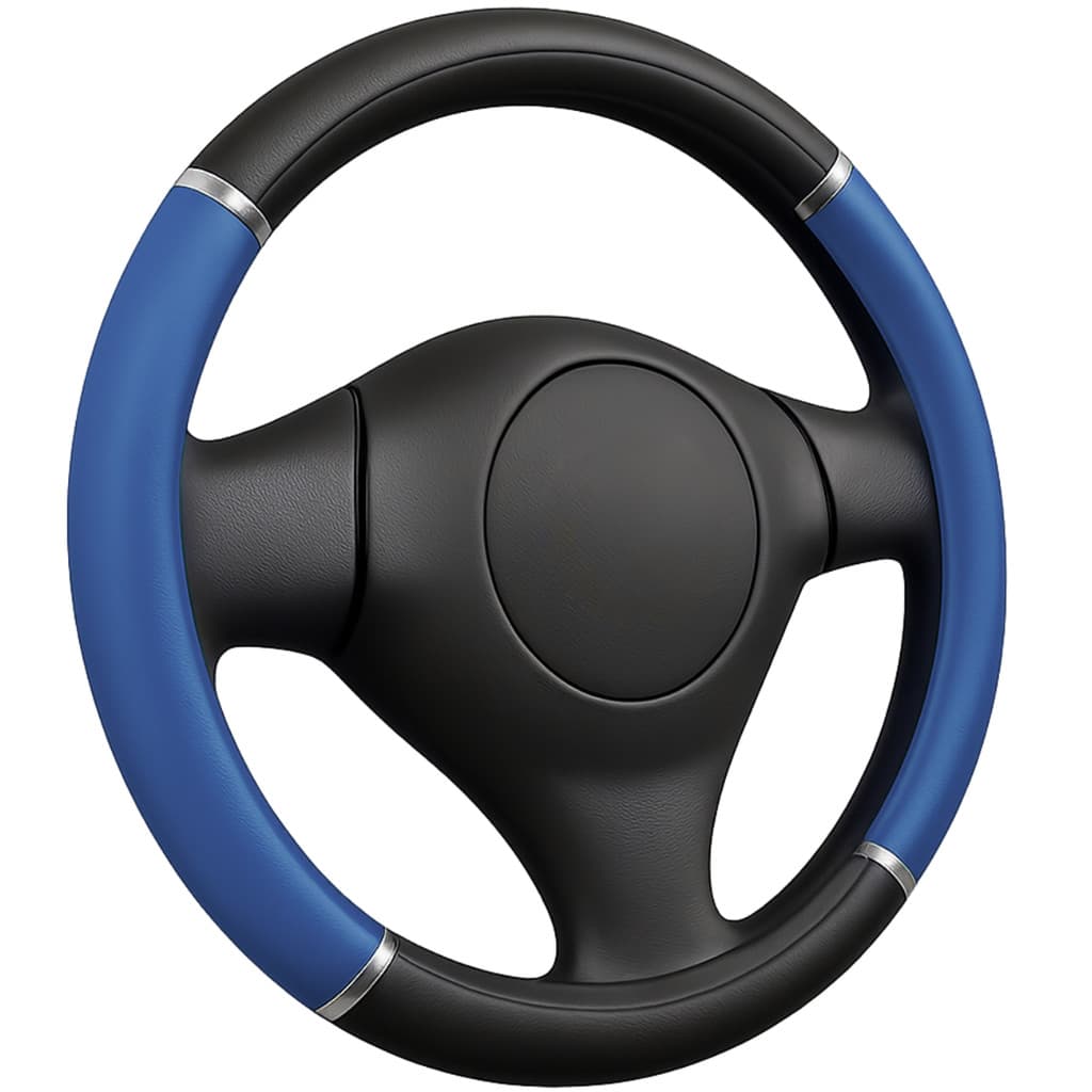 Capa De Volante Antiderrapante Azul e Preta 38cm Lisa Universal
