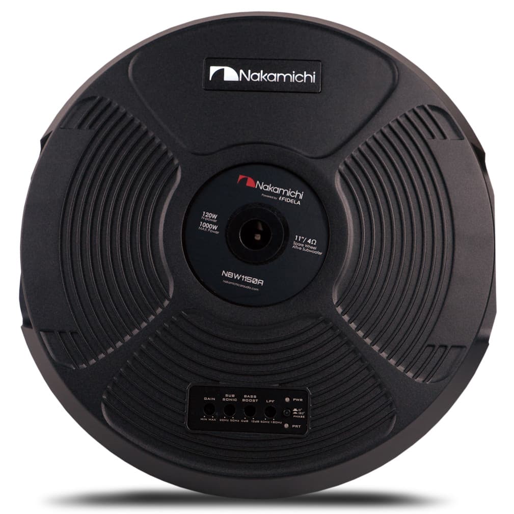 Caixa Ativa Subwoofer Nakamichi P/ Estepe Carro 120w Rms 4 ohms 1000w PMPO NBW1150A