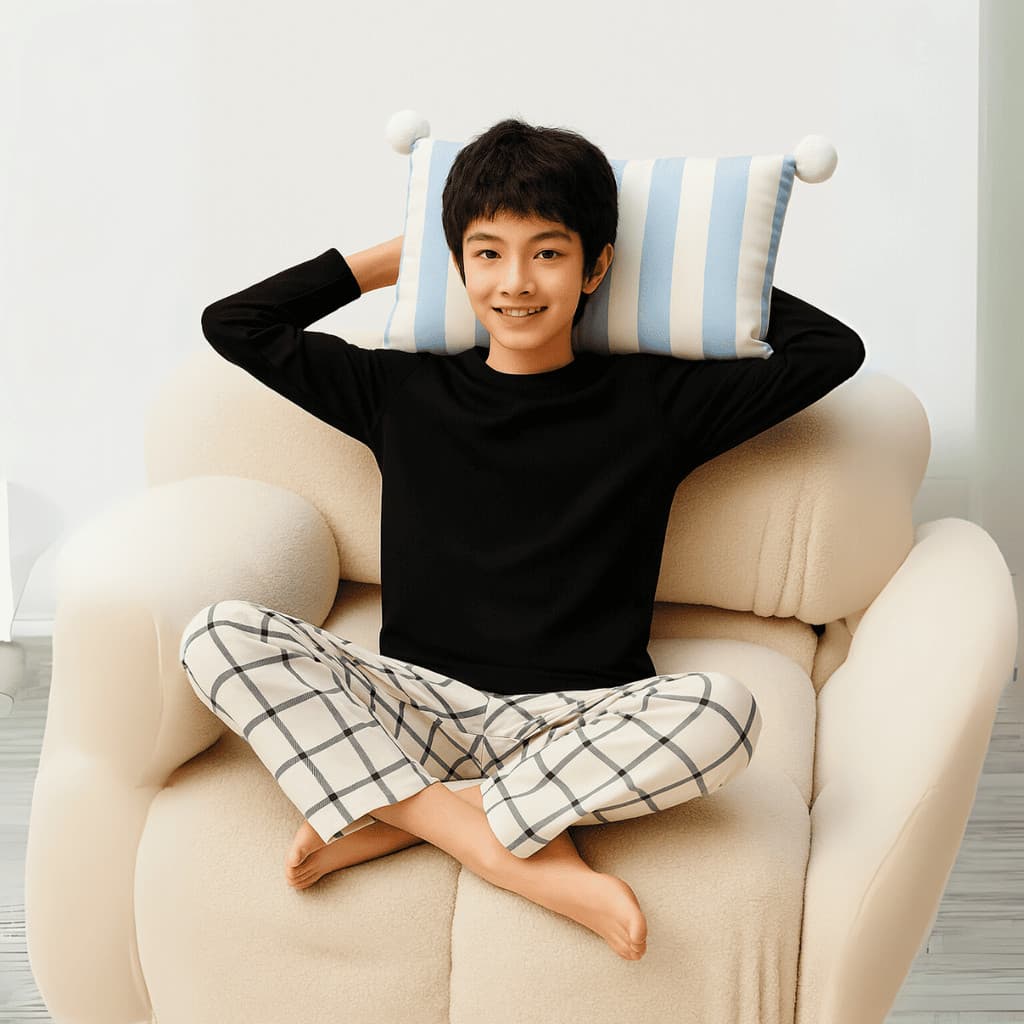 Pijama Infantil Longo Personagem Masculino Feminino Manga Longa e Calça Xadrez Estiloso