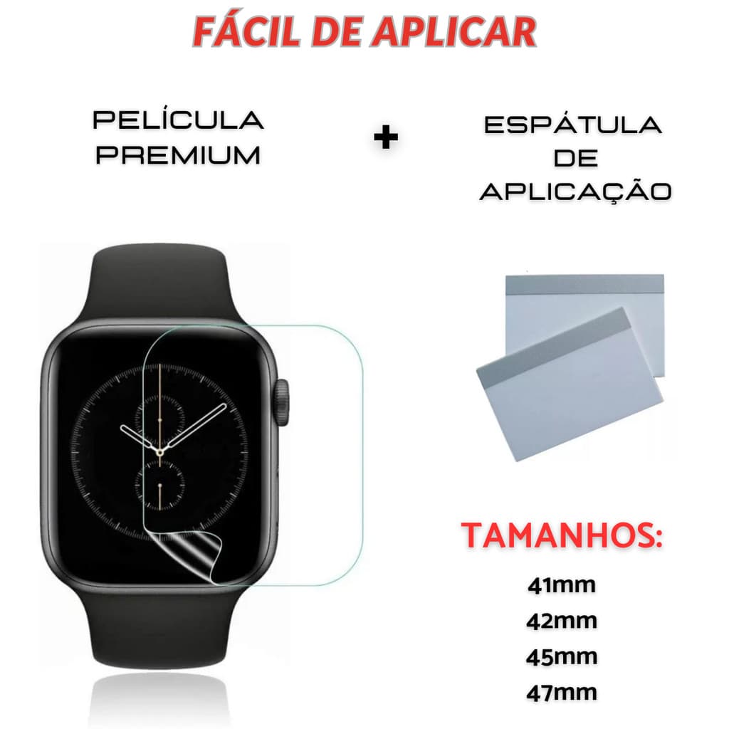 Película Premium Nano Gel + Espátula Aplicação Relógio Smartwatch Tamanhos 41/42/45/47mm