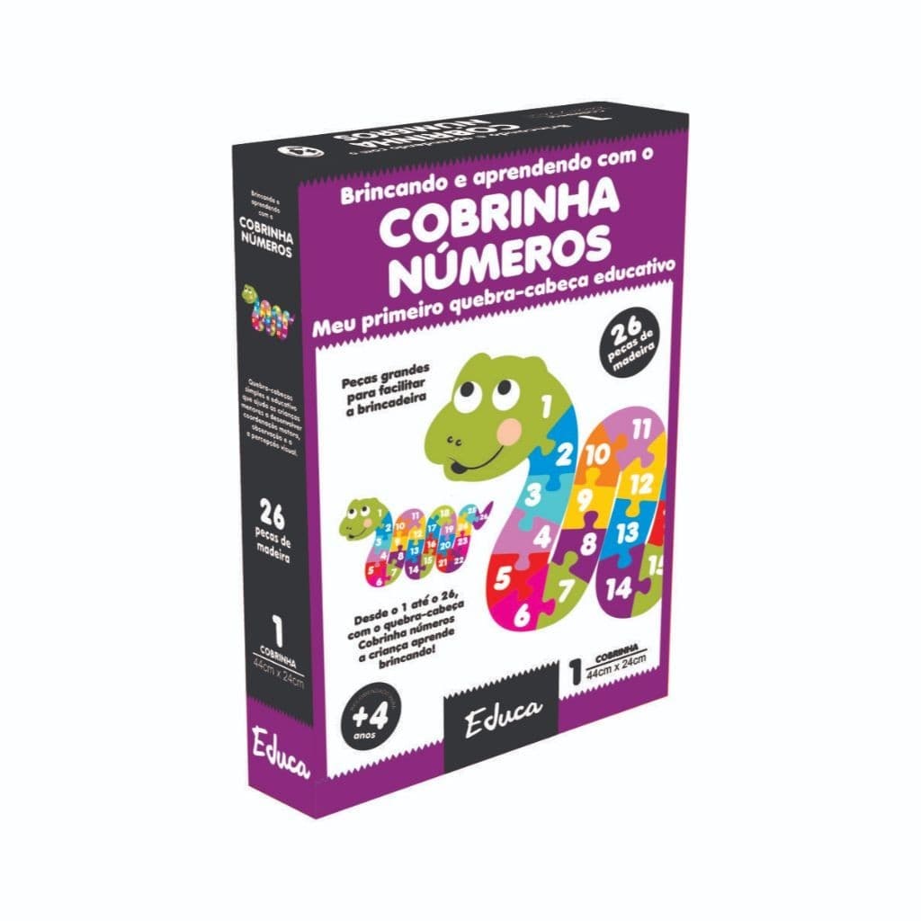 Quebra Cabeça Brinquedo Pedagógico Didático Cobrinha Números em MDF