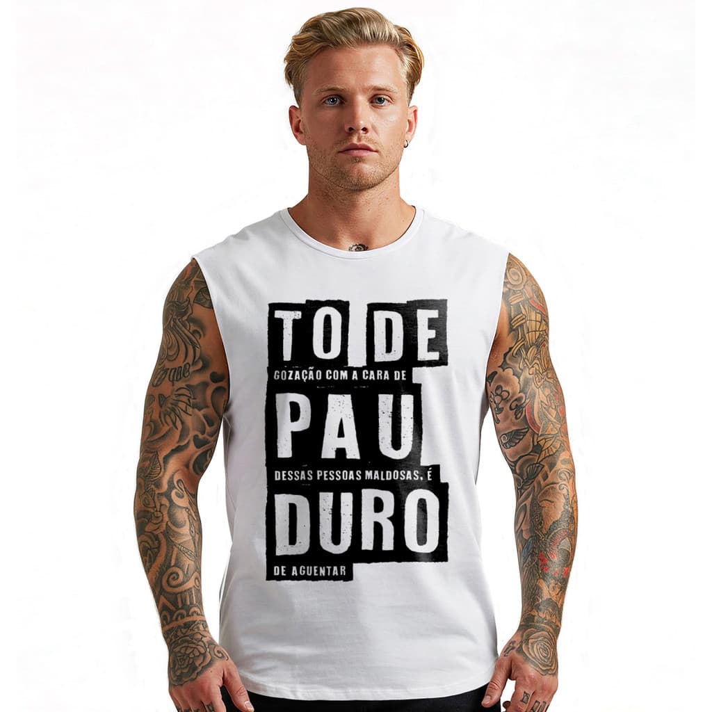 Camiseta Regata Masculina Machão Frases Engraçadas Humor To de P Duro Camisa Blusa Roupa Moda Malha Fria Confortável