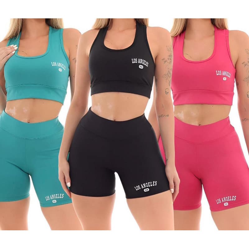 conjunto Top e shorts academia fitness los Angeles