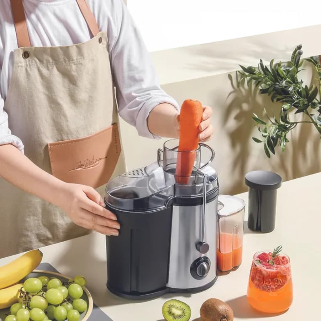 Centrífuga Alimentos Elétrica Juicer Suco Frutas 800w Inox Cor Preto E Inox