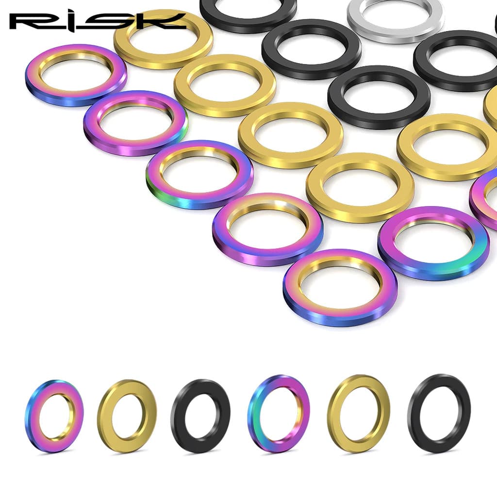 Risco 10 Pçs Arruelas Planas De Liga De Titânio Para Bicicleta M5 M6 Ti Parafusos Espaçadores MTB Mountain Road Juntas P
