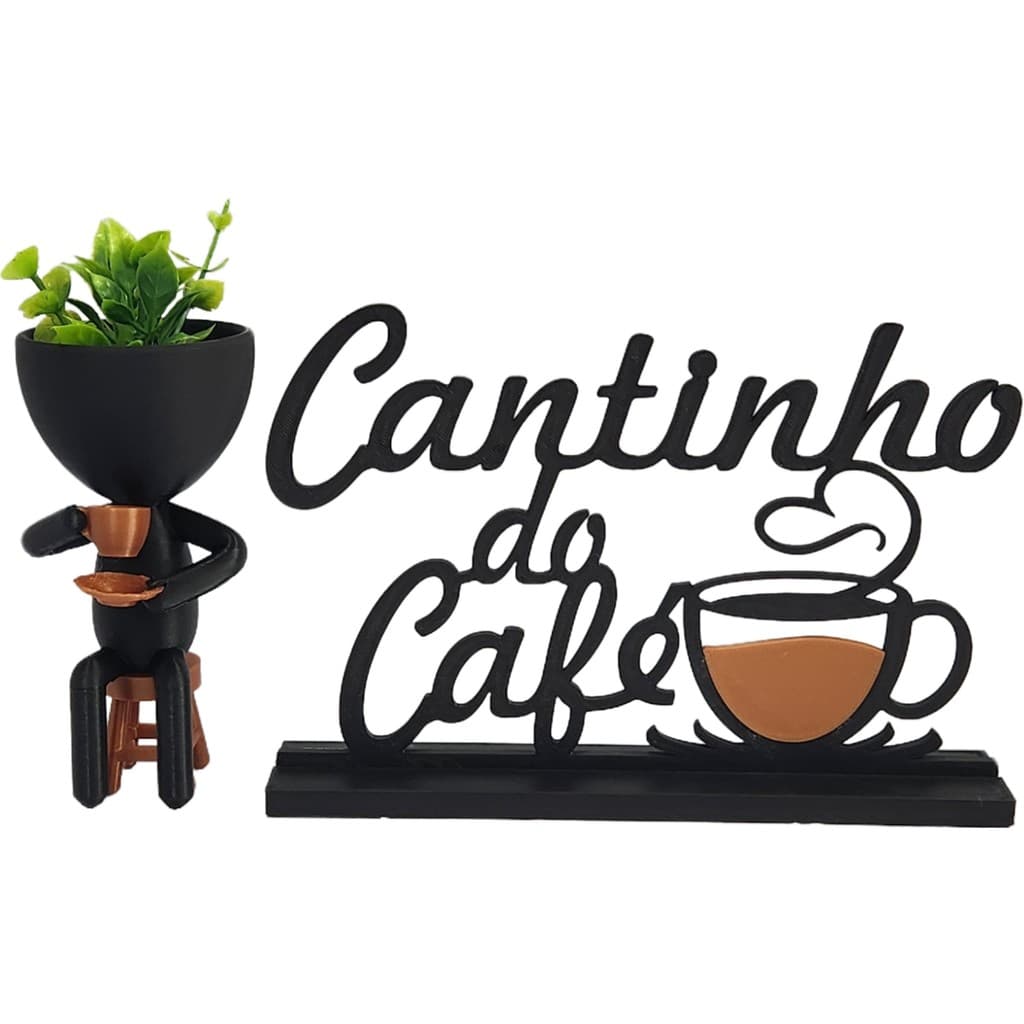 Cantinho do Café com Vaso Bob Robert Plant Preto c/ Cobre
