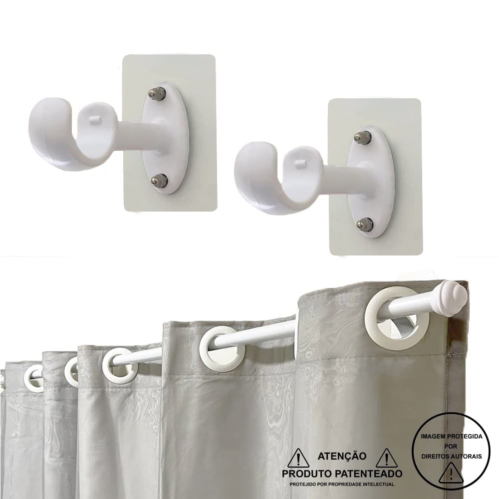 Suporte Cortina Adesivo Varão Até 28mm Par 2 Peças 10kg Varias Cores