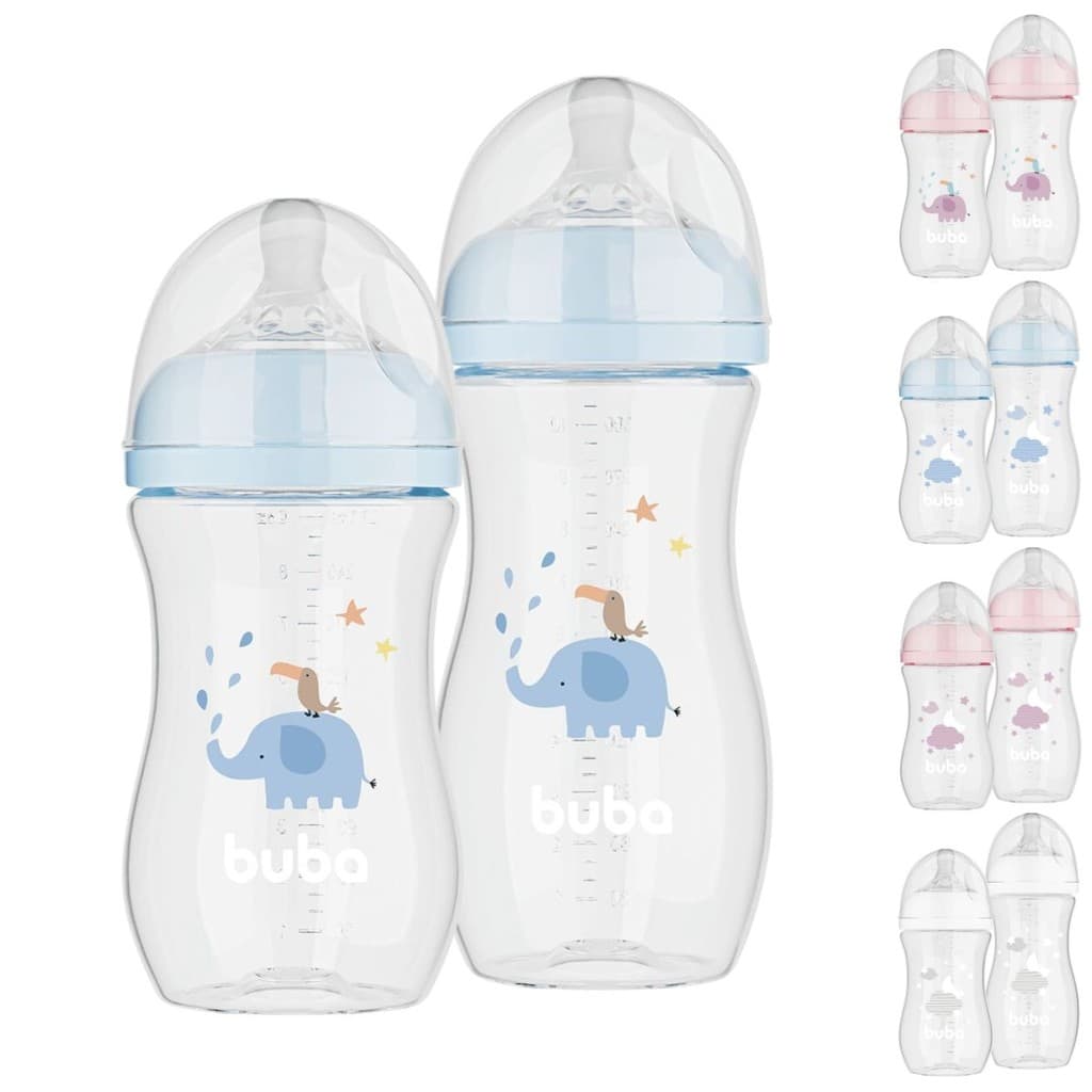 Kit 2 Mamadeiras Buba Easy Flow Anticólica 270ml e 330ml