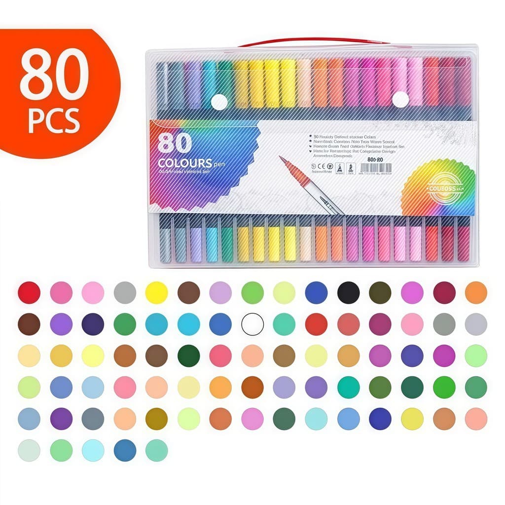 Kit 80 Cores Caneta 2 em 1 Brush Lettering e Ponta Fina Dual Pen Canetinha Colorir Desenho