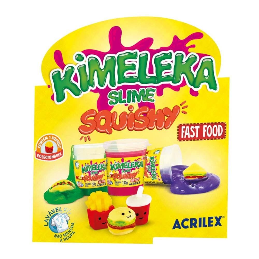 Slime Kimeleka Squishy Fast Food Pote Unidade 150g