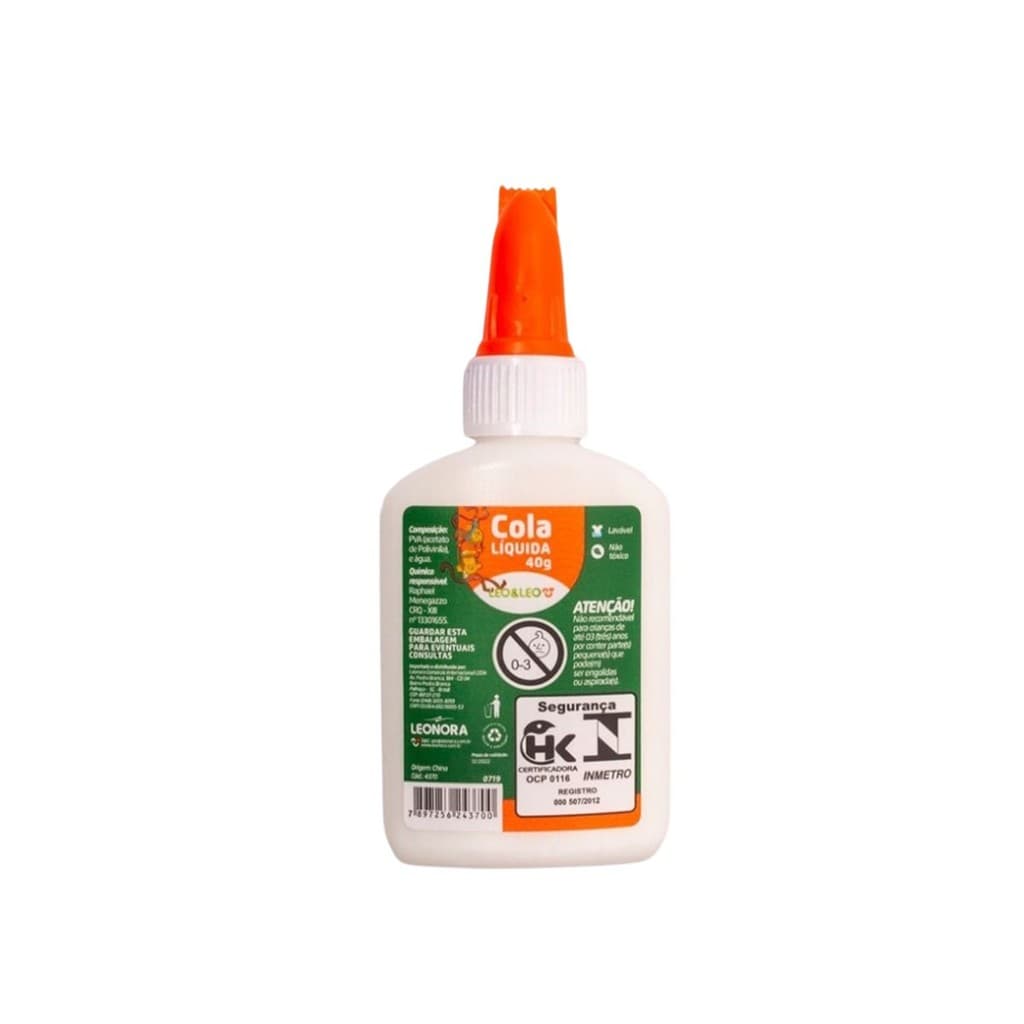 Cola Branca Liquida Material Escolar  40g Leo&Leo Cola Infantil Átoxica Lavavel