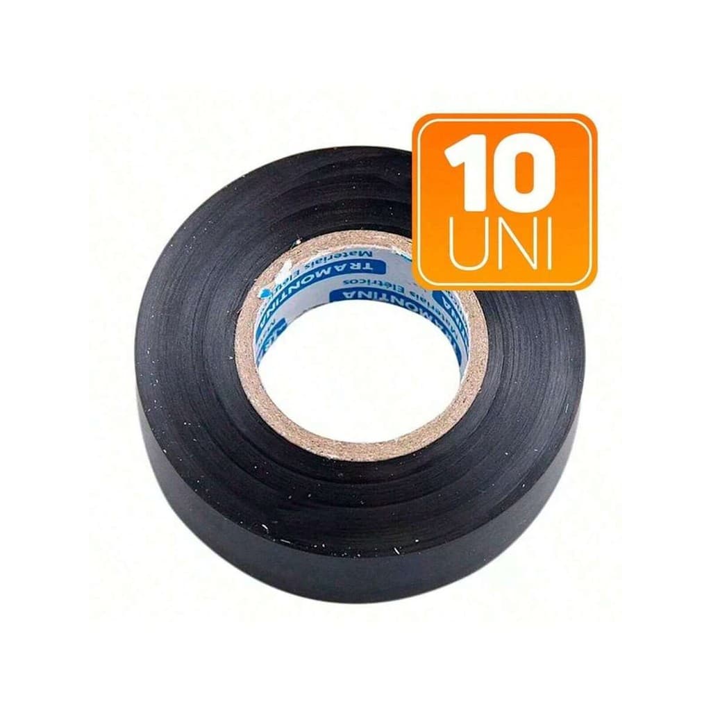 Kit 10 Fita Isolante 5 METROS Antichama PREMIUM Fita Preta  QUALIDADE total