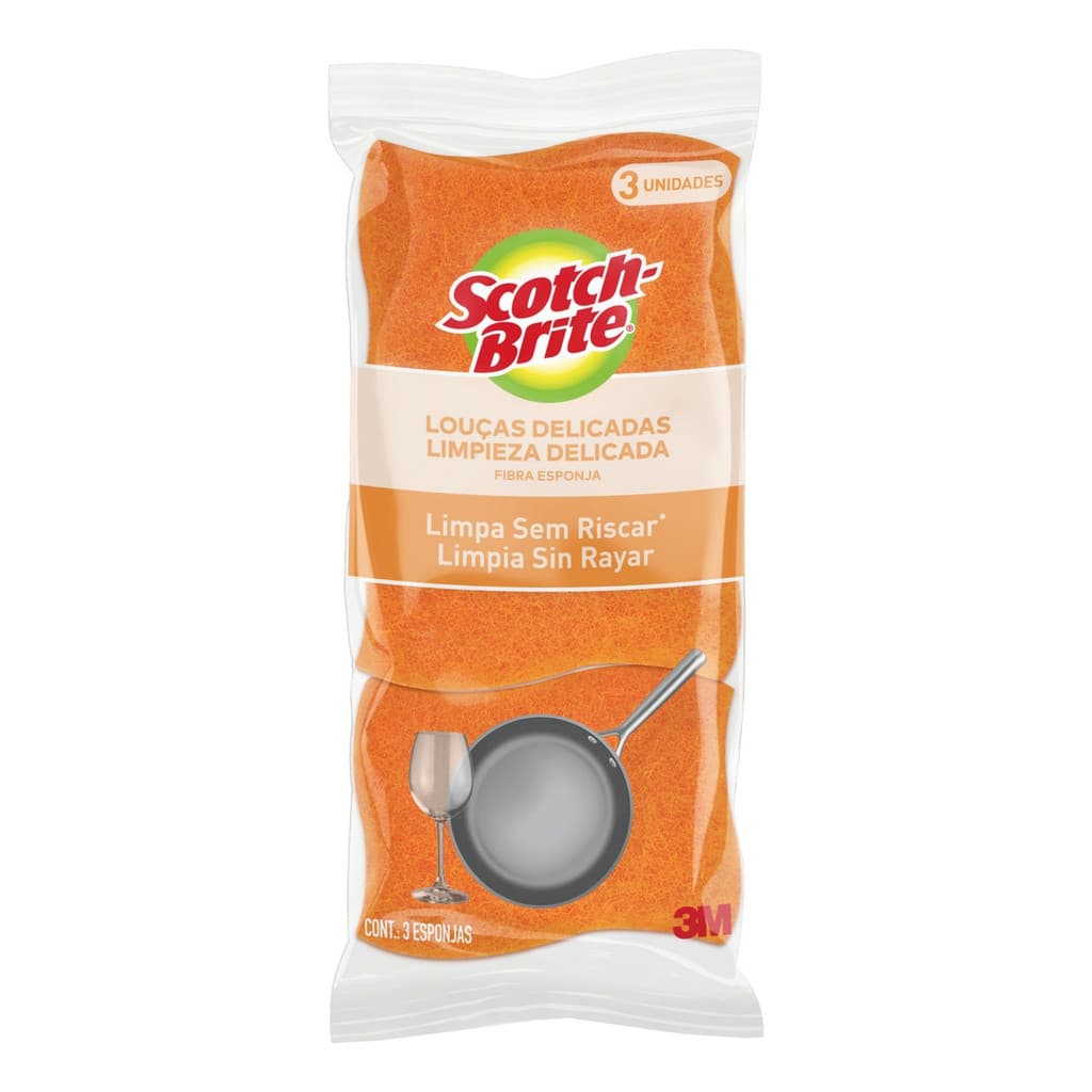 Esponja Scotch-brite Não Risca Limpeza Delicada Laranja Pa