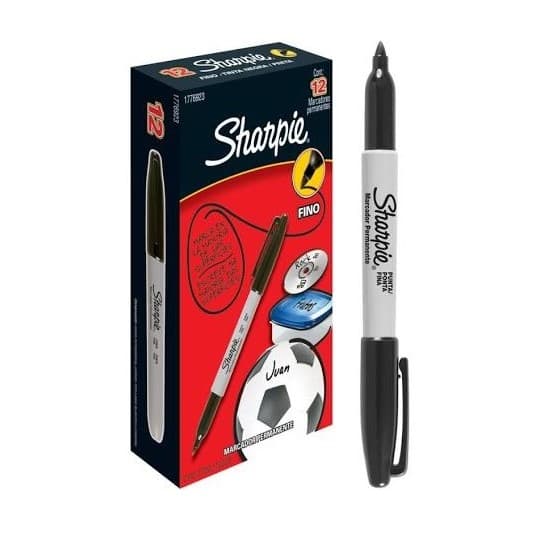 Caneta Permanente Sharpie Preto Ponta Fina C/12 Unidades