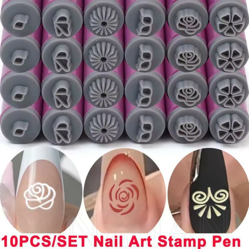 Modelo De Unhas 3d Margarida/Estrela/Borboleta/Coração-6/10 Unidades De Caneta Profissional Para Carimbo De Arte Em-Ferr