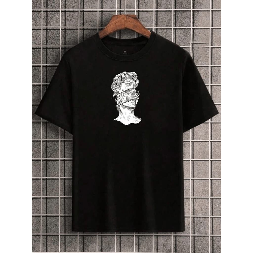 Camiseta Masculina Estampada Crânio Estilo Streetwear 100% Algodão Lançamento