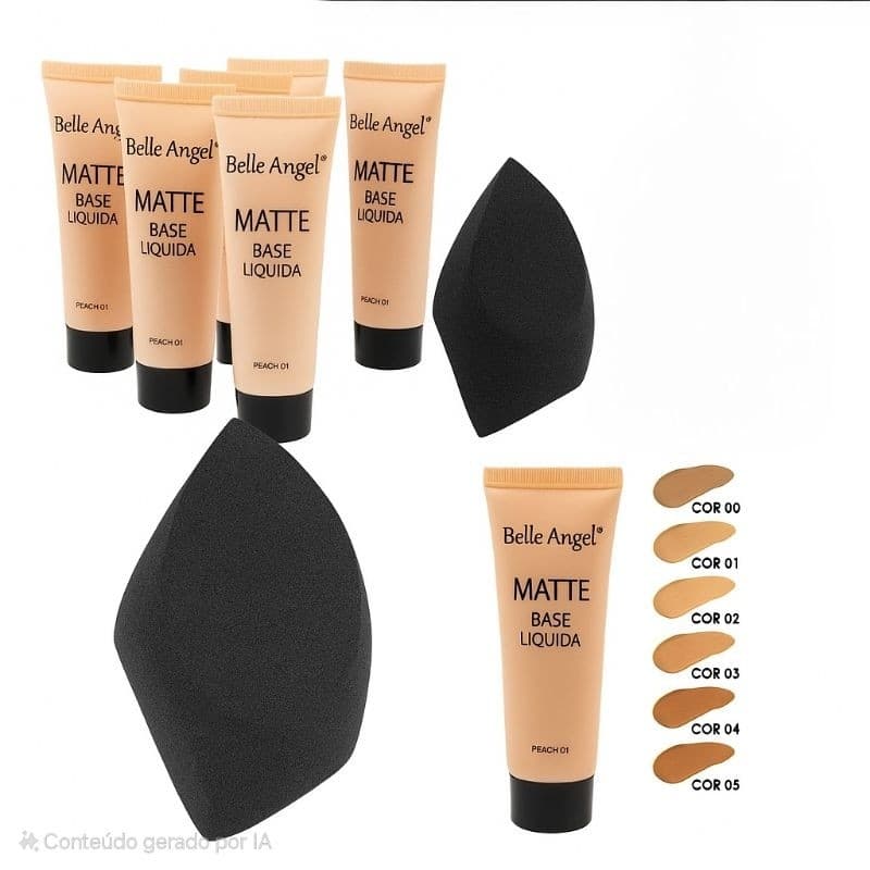 Kit Base Líquida E Esponja De Maquiagem Pele Impecável