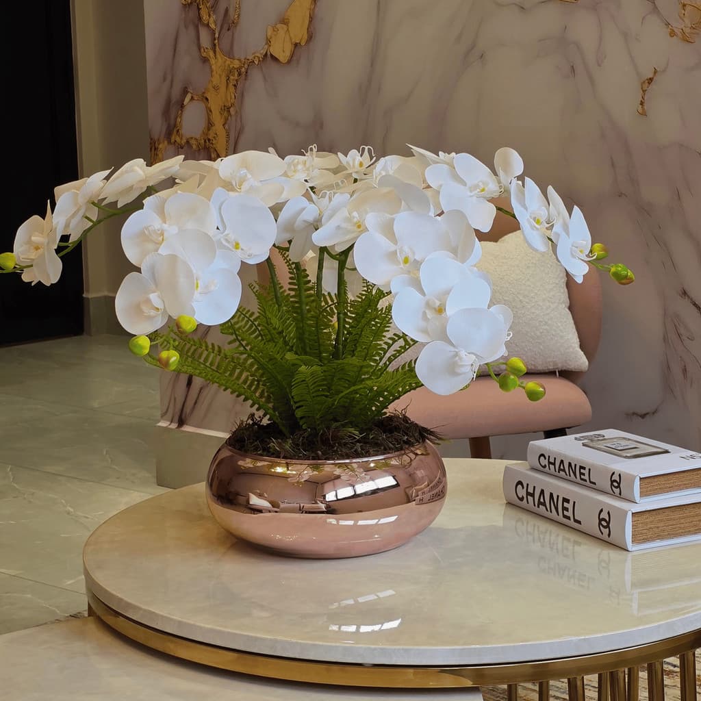 Arranjo Orquídeas Luxo Permanente Silicone 3D Alto Realismo