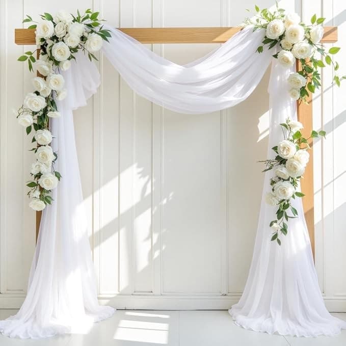 Tecido De Cortina De Arco De Casamento , Gaze Branca , Decoração De Festa De Feriado , Acessórios DIY Feitos À Mão , Usa