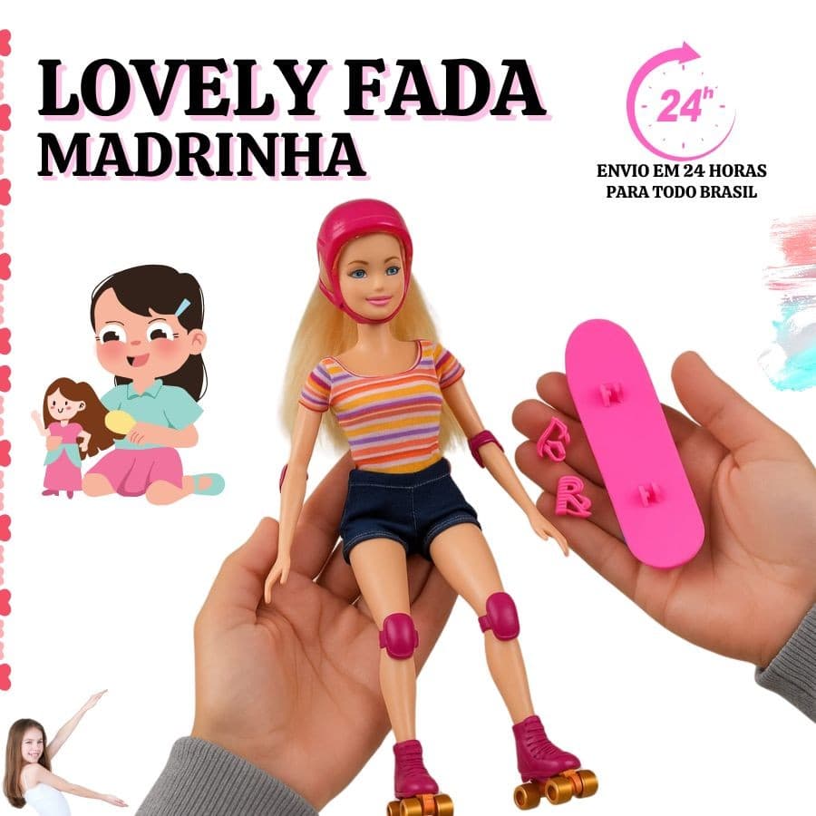 Bonecas Articuladas Fada Madrinha | Linda Bell Skate | Bella Fashionista Meninas Infantil Acessórios