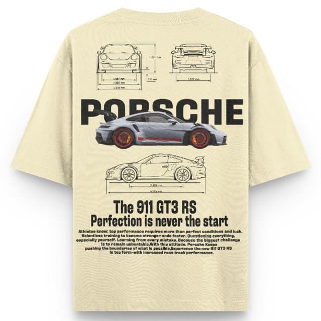 Camiseta Oversized Porsche 911 GT3 Manga Larga
