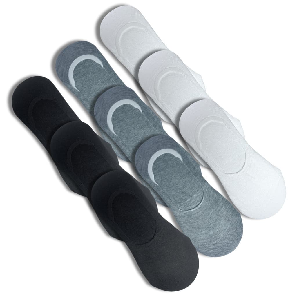 9 Pares Meia Invisível Unissex Curta Preto Branco Cinza Azul Rupee