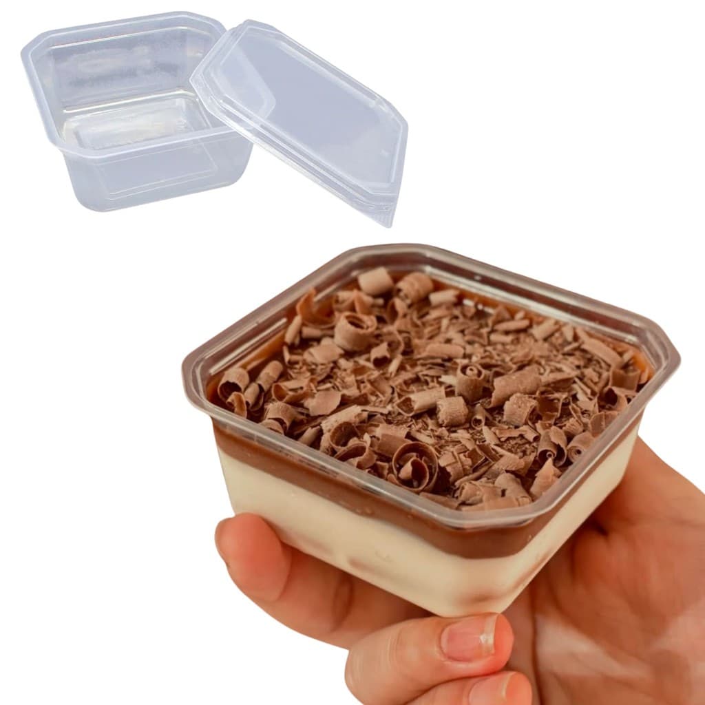 60un Pote Quadrado 150ml Com Tampa Vai Ao Freezer Microondas