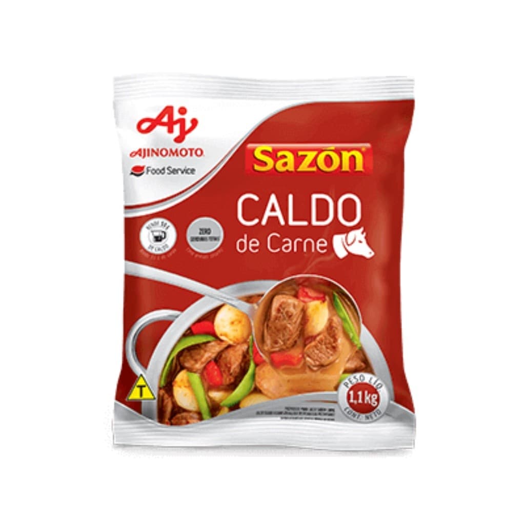 Caldo de Carne Sazon em Pó Ajinomoto 1,1 kg Profissional Açougue Temperos