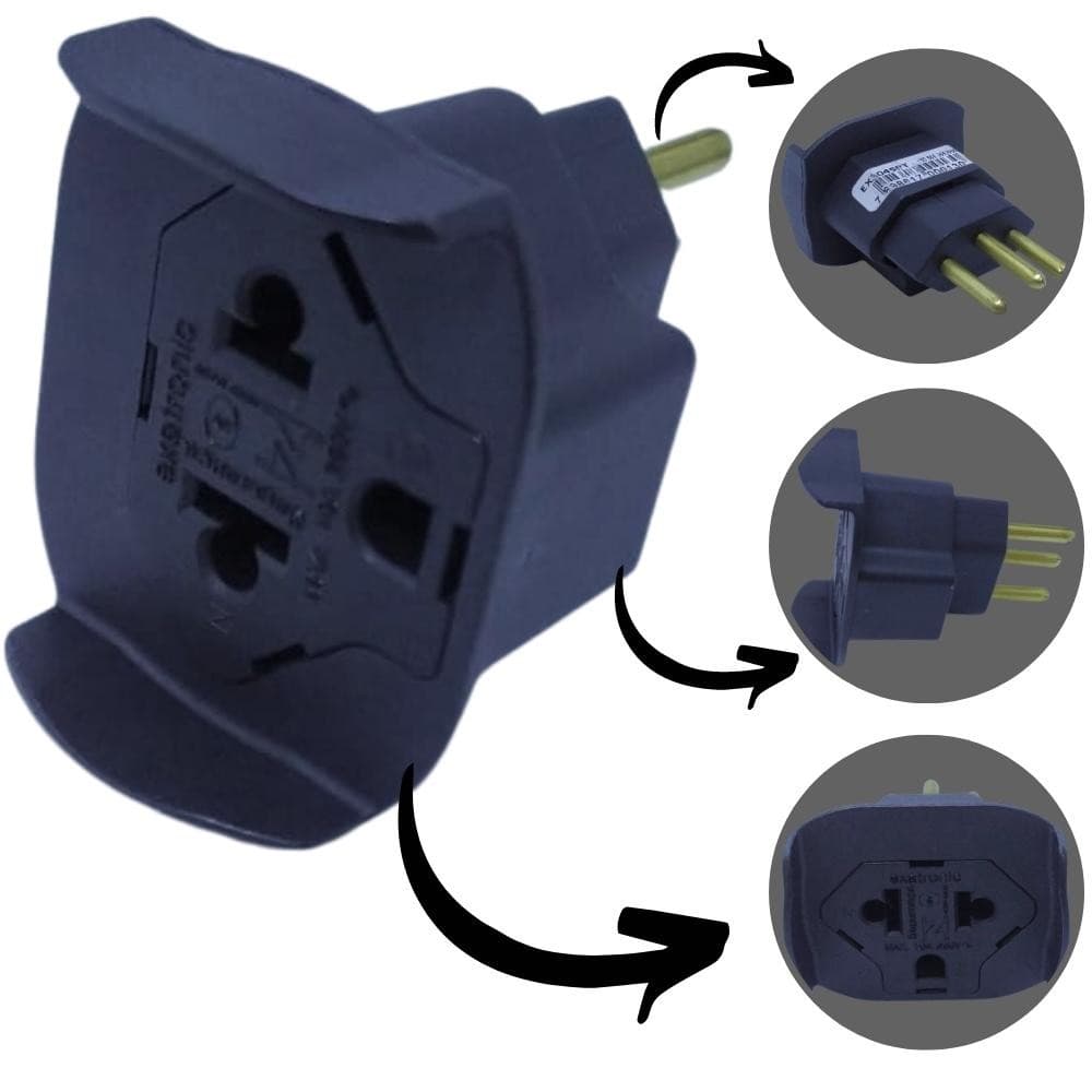 Adaptador De Tomada Universal 2 Pinos +T 10A Bivolt Unitario