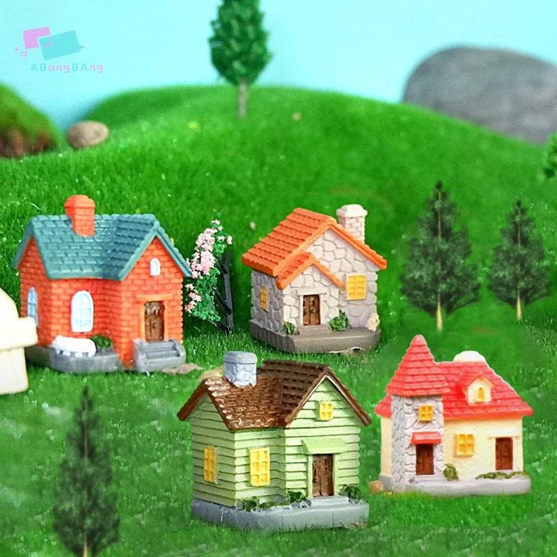 Abongbanghn Decoração Ornamento De Resina Em Miniatura Casa De Jardim De Fadas Villa De Paisagem Ao Ar Livre Bonecas DIY