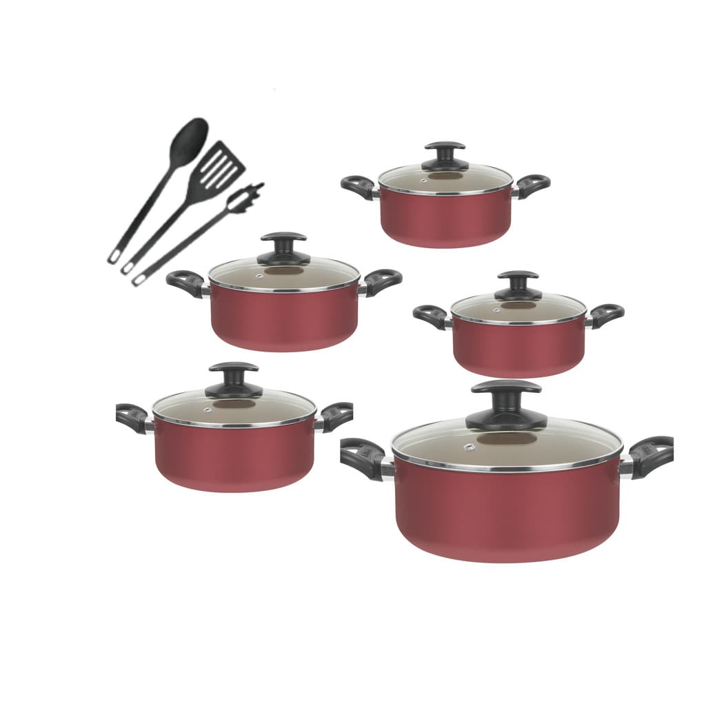 Conjunto De Panela 5 Pçs Teflon Antiaderente Tampas De Vidro 14 a 22