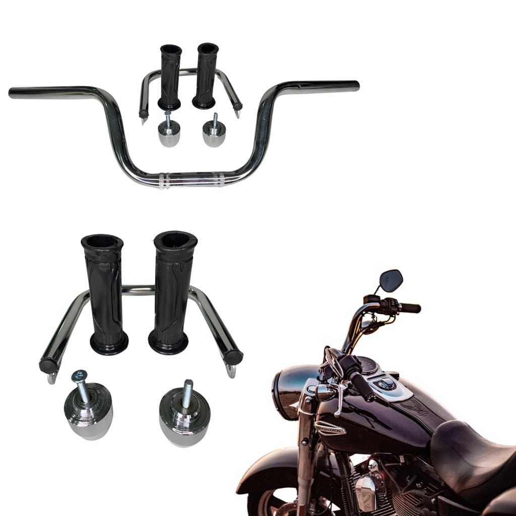 Guidão Moto Cg Cargo 160 Cromado Manopla+ Pesinho + Barra Motocicletas Cromado