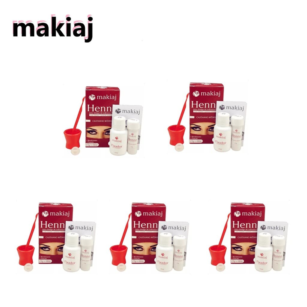 Kit 5 Henna Sobrancelha Makiaj Alto Rendimento Fixação Rena