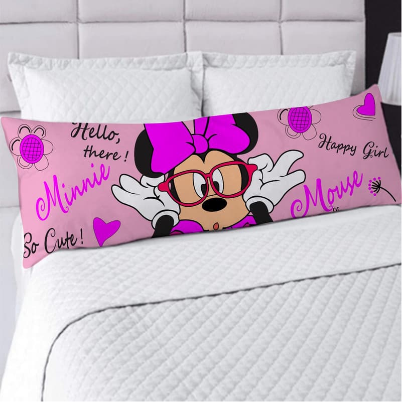 FRONHA TRAVESSEIRO DE CORPO XUXÃO 1.25X0.45CM REFIL ENCHIMENTO DE SILICONE MINNIE ROSA