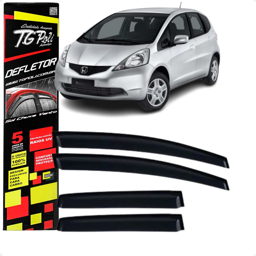 Jogo Calha de Chuva Defletor Honda Fit 2009 2010 2011 2012 2013 2014 4 Portas Original TG POLI
