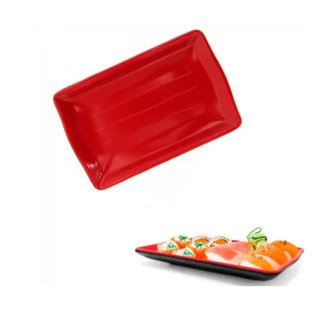 Kit 2 Travessa Retangular  Bandeja Oriental Melamina 20cm